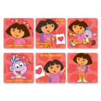 Dora Valentine Stickers 4x4 - 100 per roll